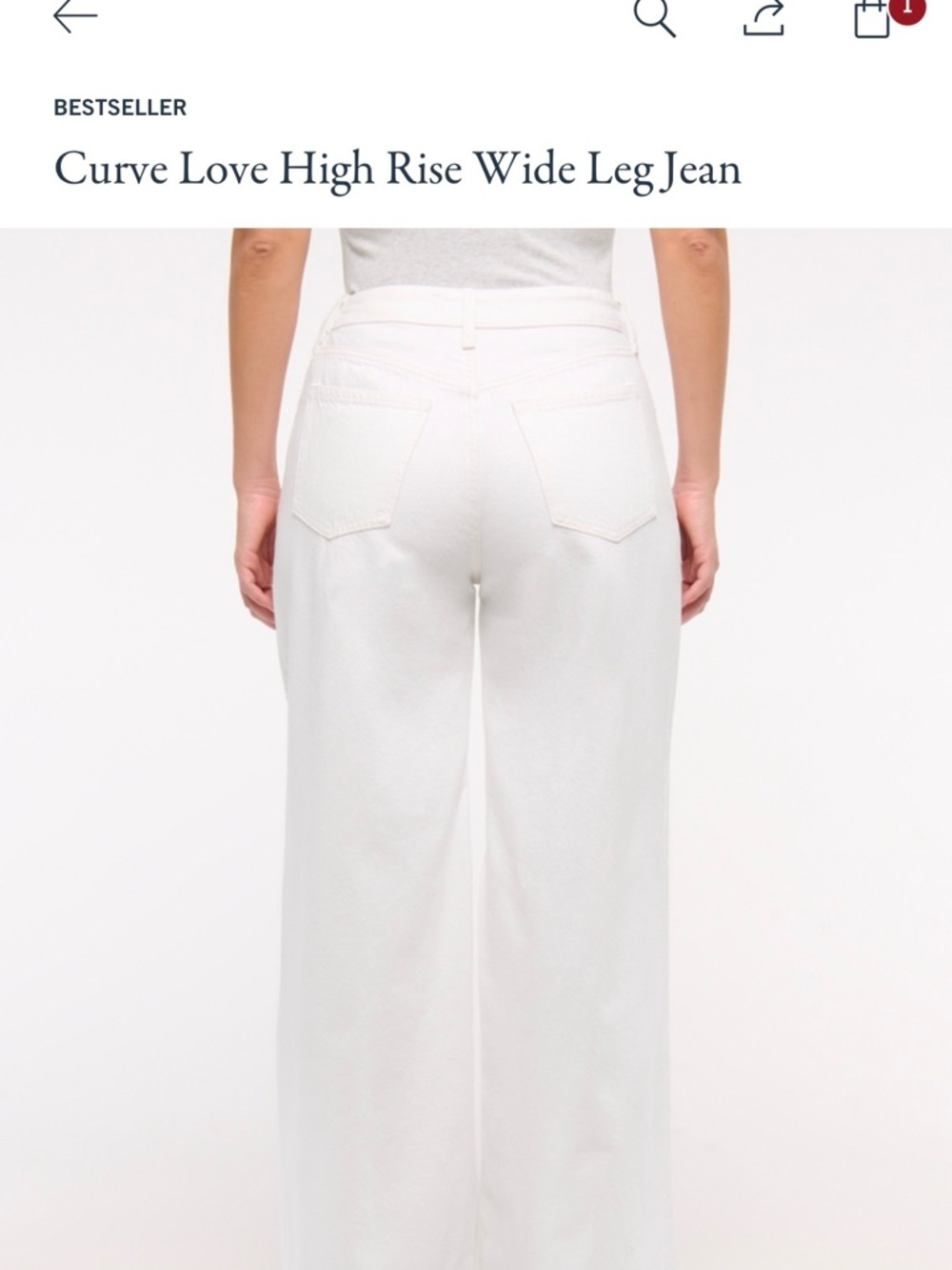 032 Abercrombie & Fitch Cream Wide Leg High Rise Jeans - Picture 4 of 9